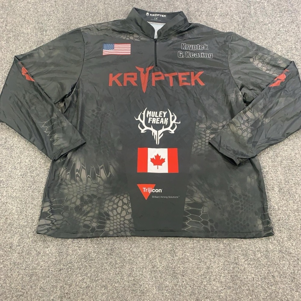 Kryptek Typhon Pullover Mens 2XL Gray Camo 1/4 Zip Long Sleeve Hunting Jersey